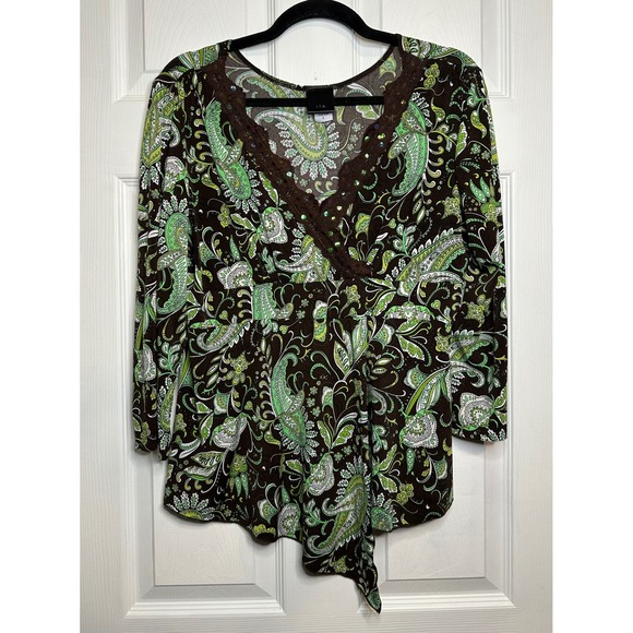 Tops - Vintage Y2K Paisley Print Top Size L